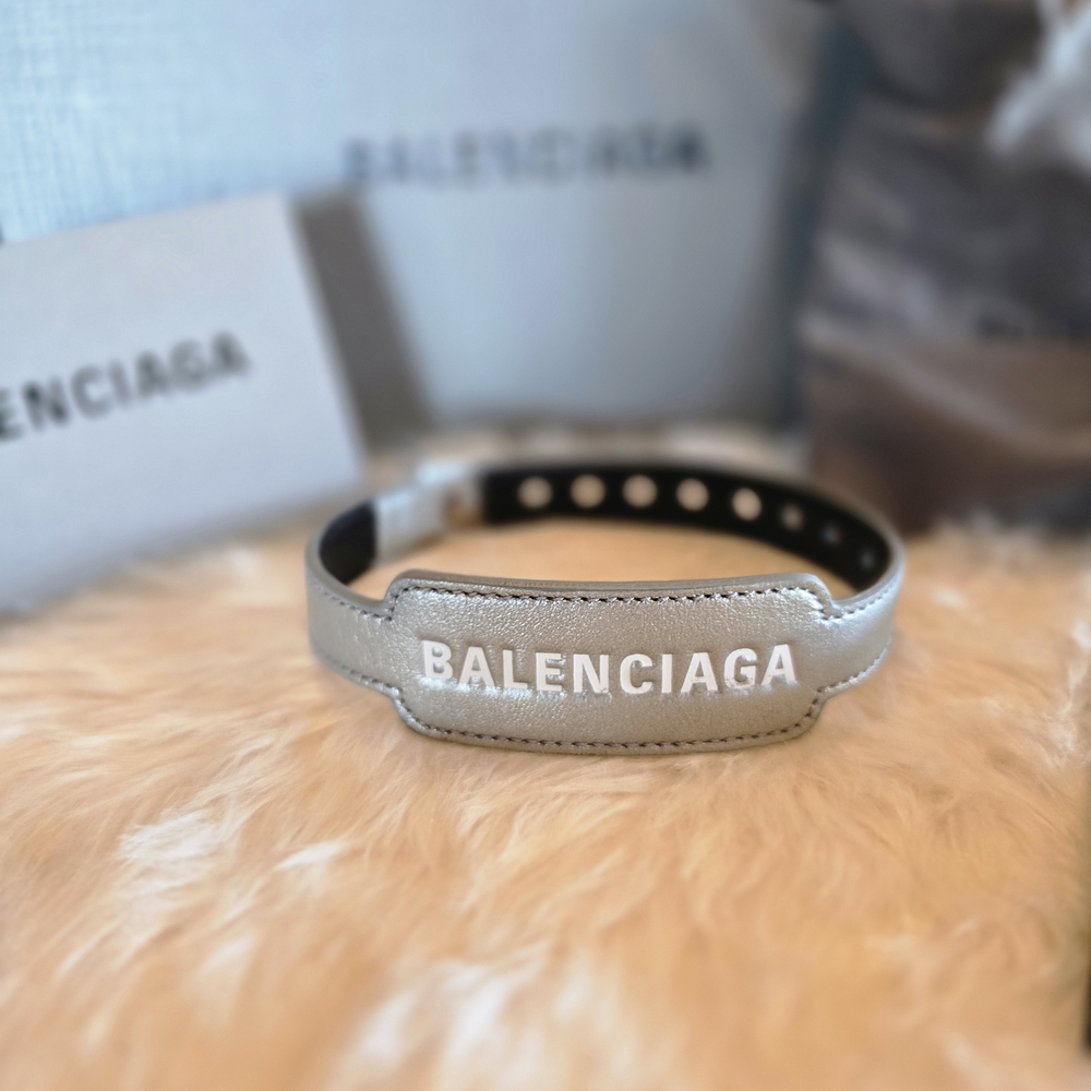 Balenciaga Silver Leather Bracelet - Picture 2 of 5